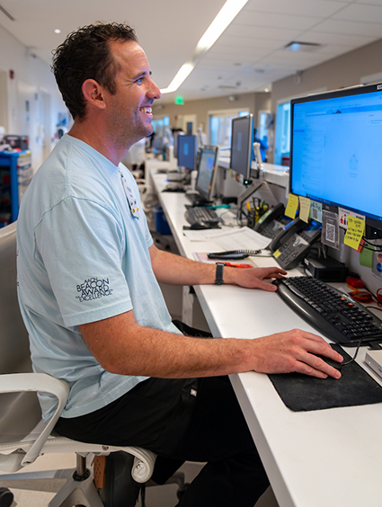 Bryce Bandfield at ICU nurse station