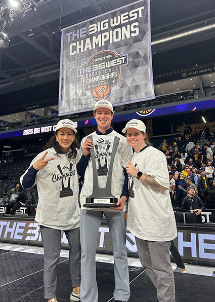 Leu, Tristan Turner and Casey Scheuer on basketball court